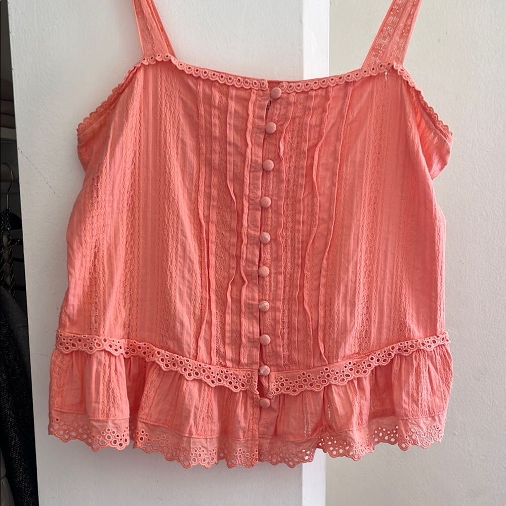 Pink Ruffled Sleeveless Camisole